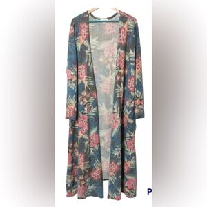 NWOT Super Soft Blue and Pink Floral Duster